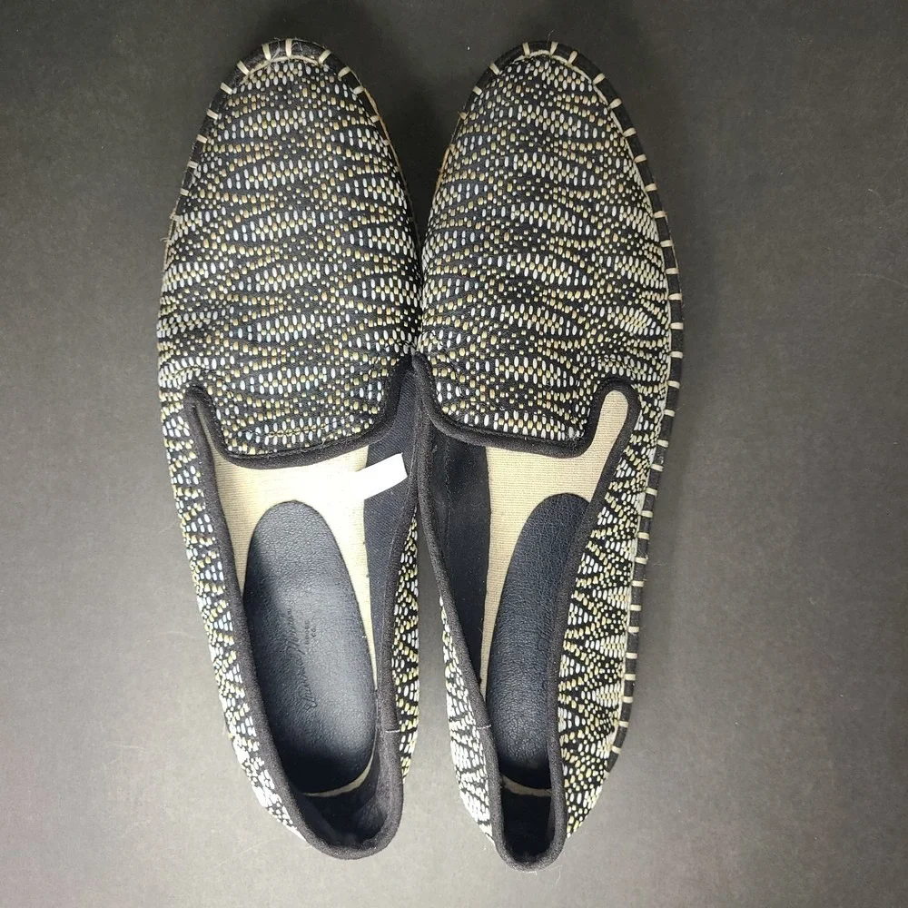 Universal Thread Woven Espadrille Slip-On Flats Women 11 Black White EUC